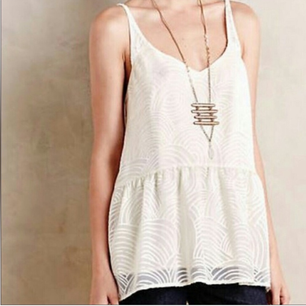Anthropologie HD in Paris Elegant White Sleeveless Top XS EUC